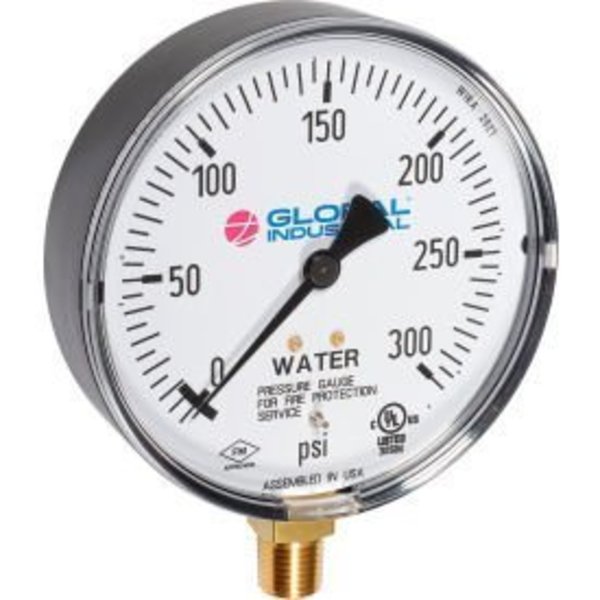 Wika Instrument Global Industrial„¢ 4" Pressure Gauge, 300 PSI, 1/4" NPT, Polycarbonate 52925866